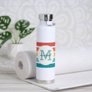 Bouteille D'eau Rayures rétrogrades monogrammes personnalisées
