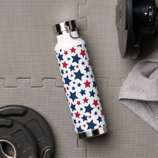 Bouteille D'eau Red and Blue Stars - motif de drapeau américain