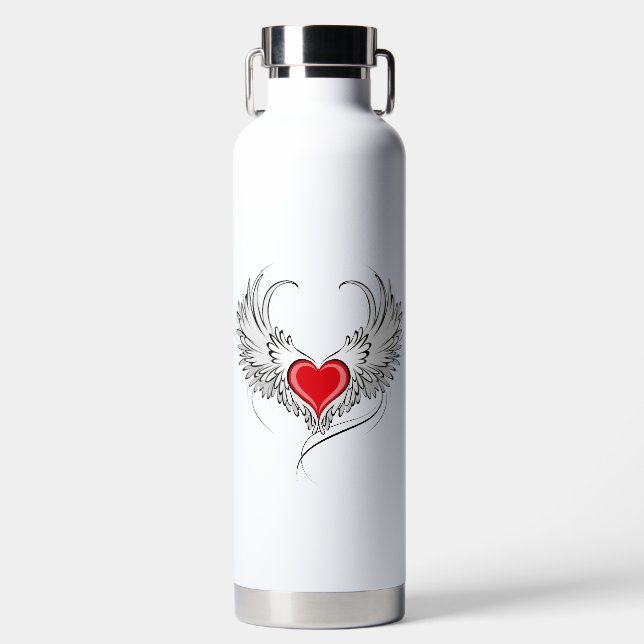 Bouteille D'eau Red Angel Coeur avec ailes (Avant)