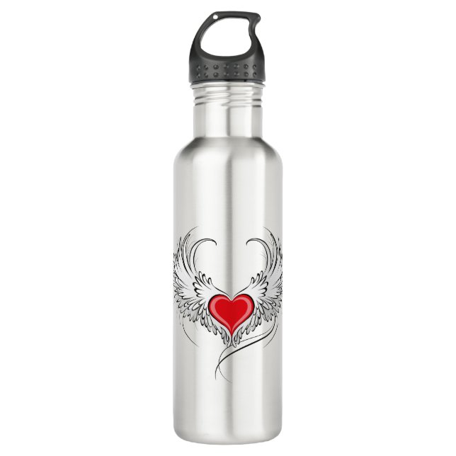 Bouteille D'eau Red Angel Coeur avec ailes (Devant)
