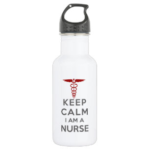 Bouteille D'eau Red Caduceus Keep Calm Je suis une infirmière