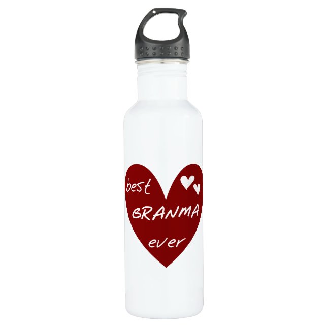 Bouteille D'eau Red Heart Meilleur Granma Jamais Liberté (Devant)