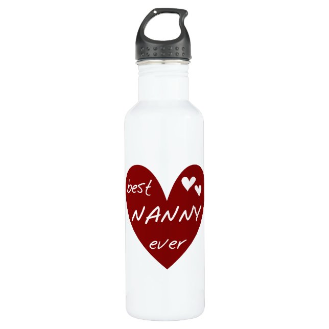 Bouteille D'eau Red Heart Meilleure nounou jamais liberté (Devant)