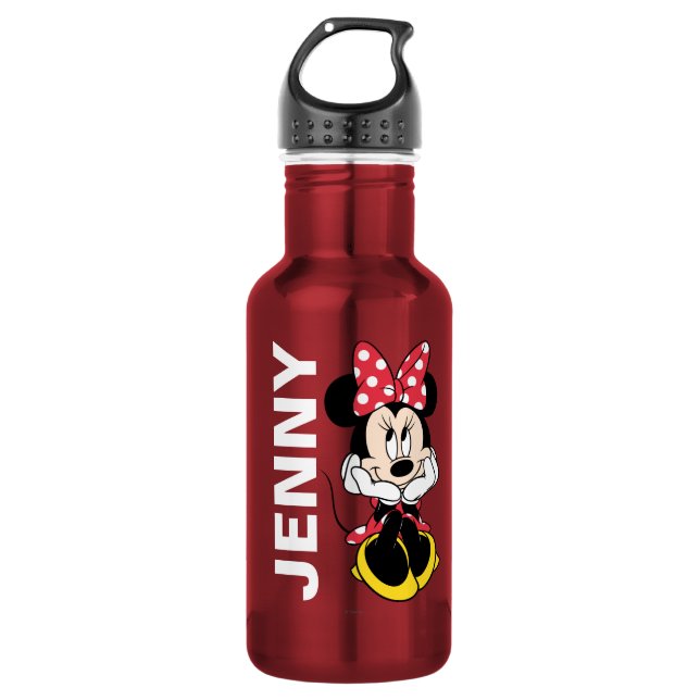 Bouteille D'eau Red Minnie | Tête dans les mains (Devant)