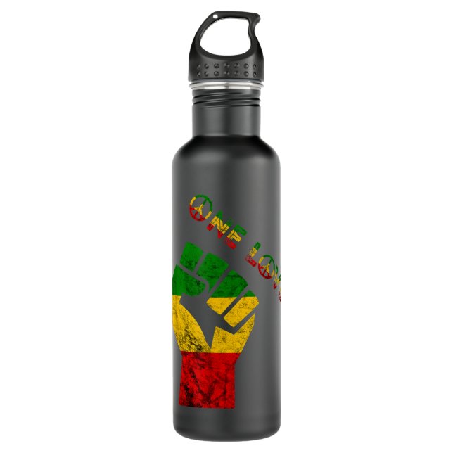 Bouteille D'eau Reggae Poing Rasta Reggae Musique One Love Jamaica (Devant)