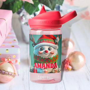 Bouteille D'eau Reindeer Noël Nom personnalisé des enfants