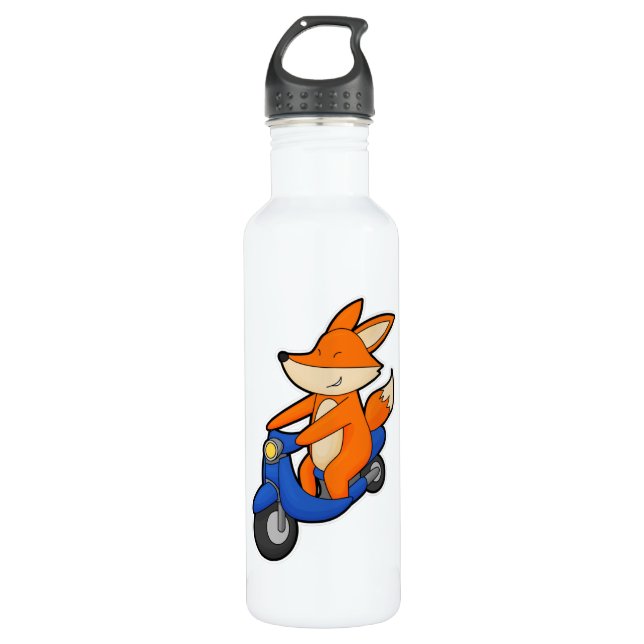 Bouteille D'eau Renard comme Biker avec Scooter (Devant)