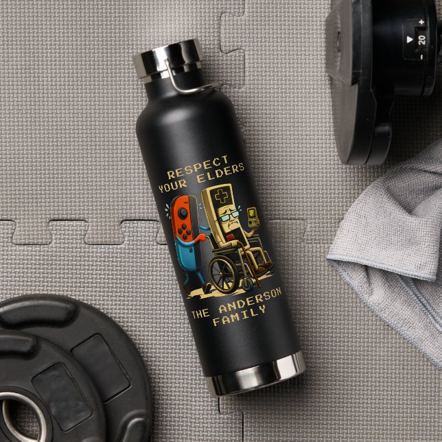 Bouteille D'eau Respect Your Elders Gaming Control Retro Funny (Salle de sport (pivotée))