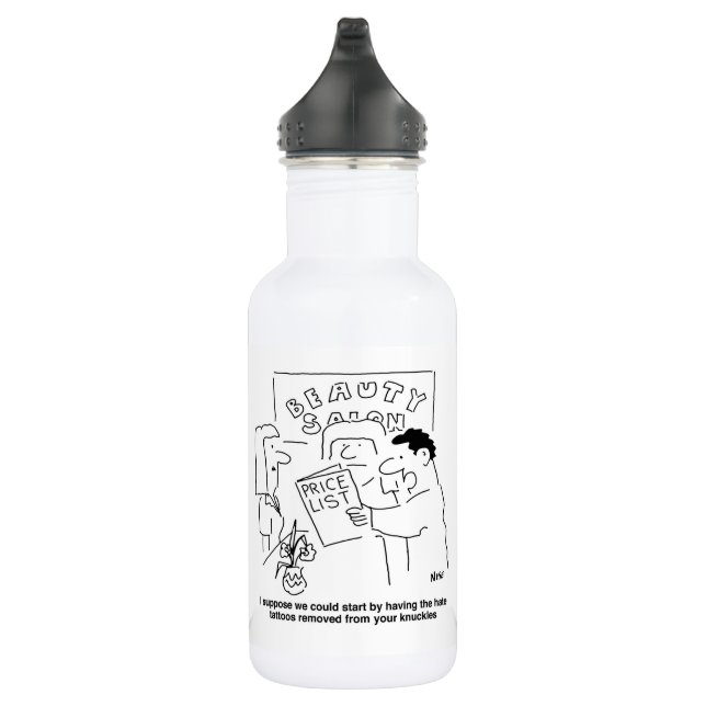 Bouteille D'eau Retrait de tatouages au thème du salon de beauté.  (Droite)