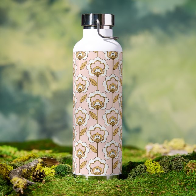 Bouteille D'eau Retro Jardin rose motif floral (Café)