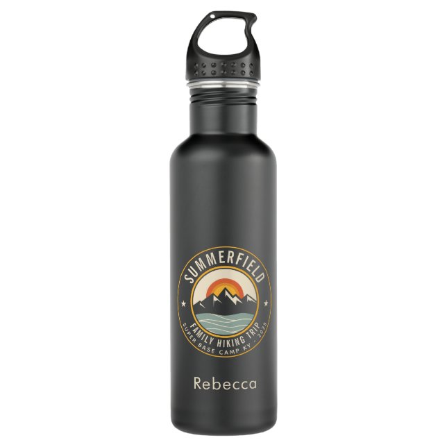 Bouteille D'eau Retro Mountains Family Randonnée Correspondance pe (Devant)