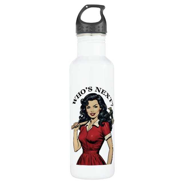Bouteille D'eau Retro Pinup "Who's Next?" Water Bottle (Devant)