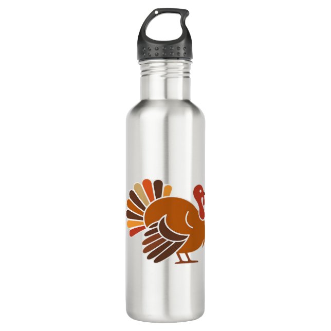 Bouteille D'eau Retro Thanksgiving Turquie - Automne Harvest Desig (Devant)