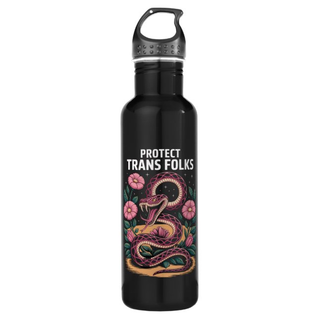 Bouteille D'eau Rétro Trans Pride Trans Right Protège les Trans Fo (Devant)