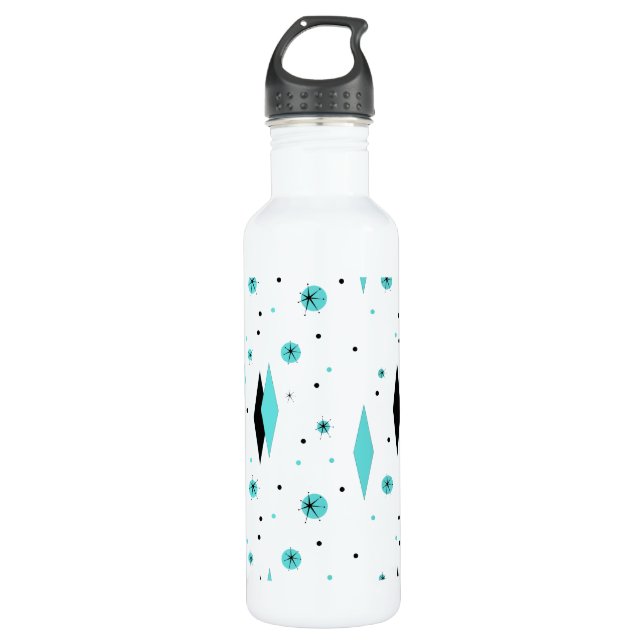 Bouteille d'eau Retro Turquoise Diamants & Starbur (Devant)