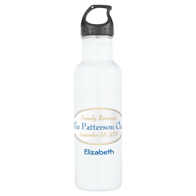Bouteille D'eau Retrouvailles familiales Fancy Ovale personnalisée (Devant)