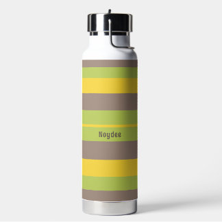 Bouteille D'eau Rhythm Stripes Horizontal Lines Brown Yellow Green