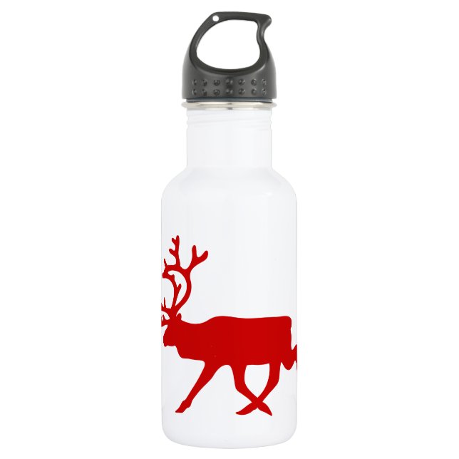 Bouteille D'eau Rindeer rouge / Silhouette caribou (Devant)