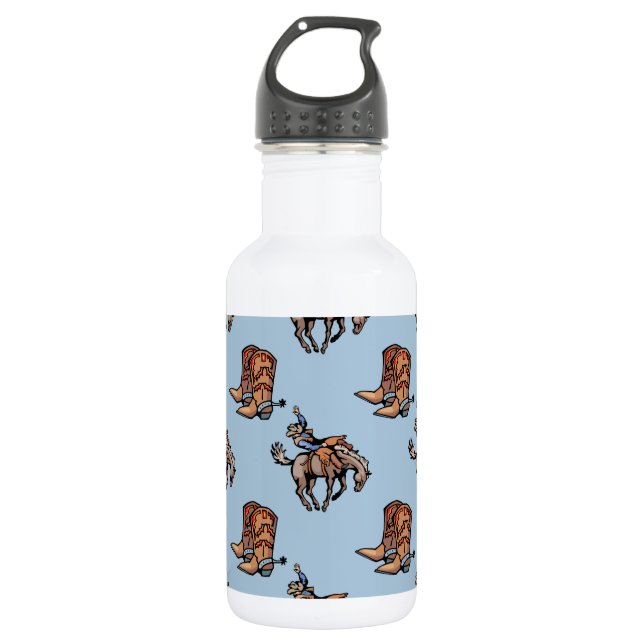 Bouteille D'eau Rodeo Cowboy, Bottes Occidentales, Cheval, Pays (Devant)