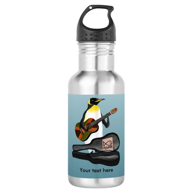 Bouteille D'eau Roi pingouin busking (Devant)
