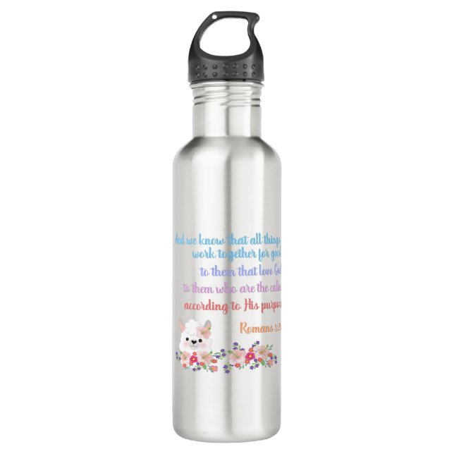 Bouteille D'eau Romans 8 Verset Bible Design (Devant)
