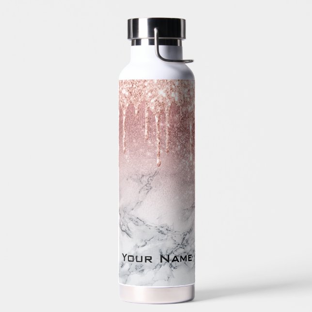 Bouteille D'eau Rose Gold Parties scintillant Drives Marble Nom pe (Gauche)