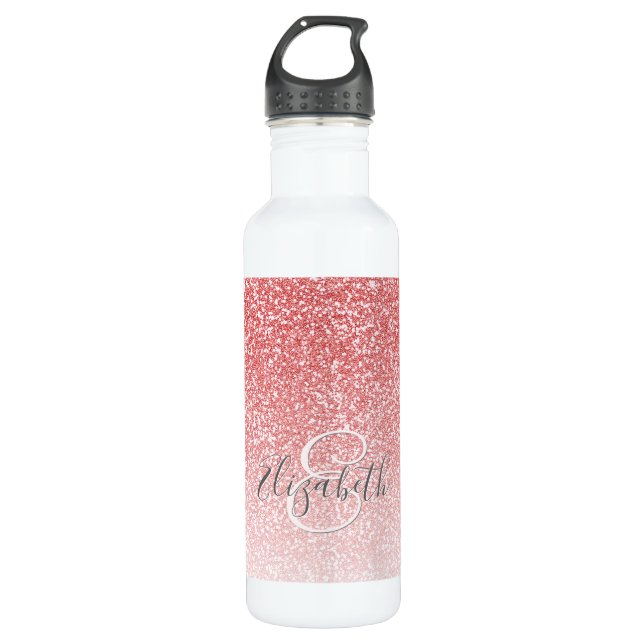 Bouteille D'eau Rose Gold Parties scintillant Ombre Monogrammed (Devant)