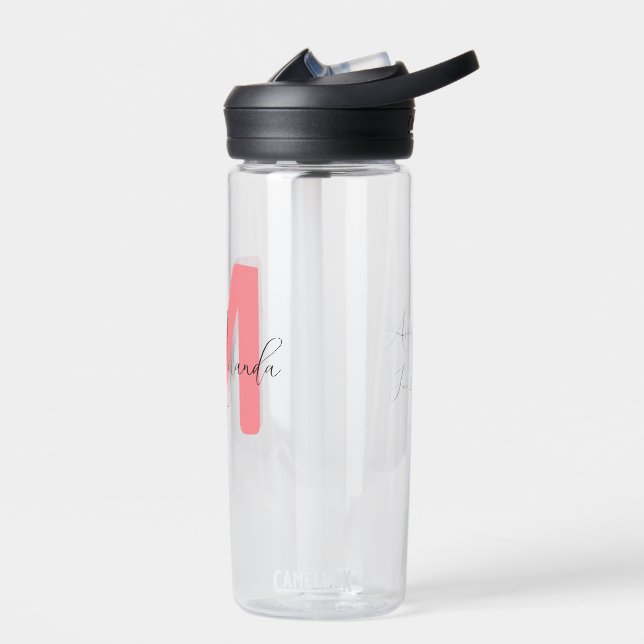 Bouteille D'eau Rose, nom et initiale de la célibataire (Gauche)
