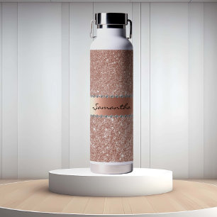 Bouteille D'eau Rose Parties scintillant diamant Or Bling Monogram
