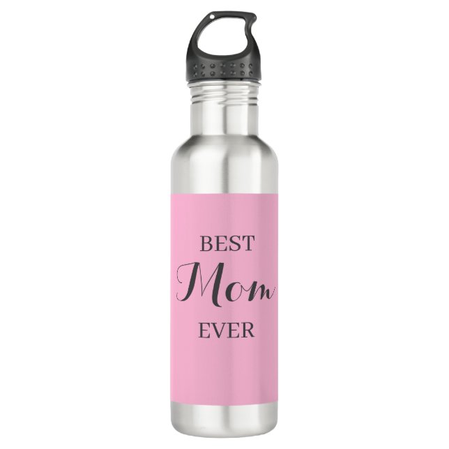 Bouteille d'eau rose personnalisée Nom ou texte pe (Devant)