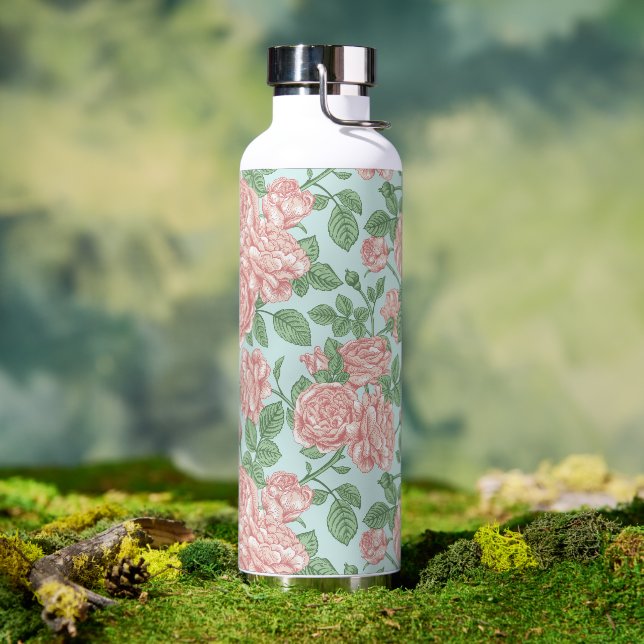 Bouteille D'eau Rose rose Jardin Bouquet Motif (Café)