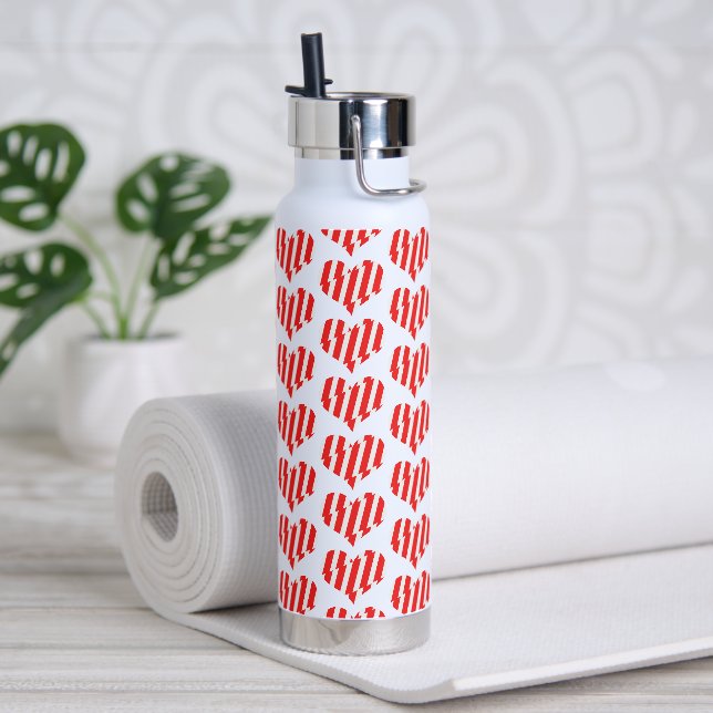 Bouteille D'eau Rouge Abstrait n Blancs Valentine Coeur (Yoga)