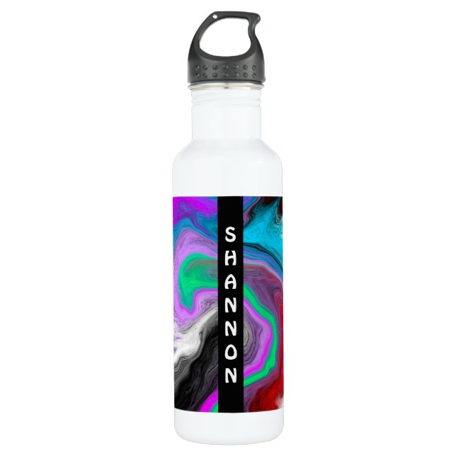 Bouteille D'eau Rouge, Noir, Blanc, Violet, Marbre d'Art Flexible  (Devant)