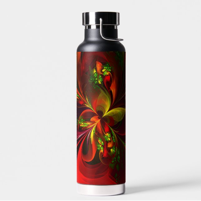 Bouteille D'eau Rouge vert moderne Floral Abstrait Art Motif #05 (Gauche)