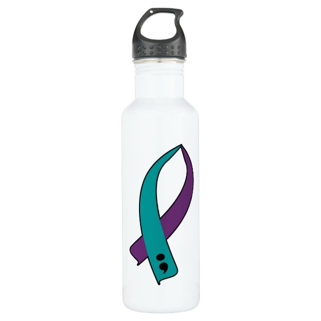 Bouteille D'eau Ruban de conscience de suicide (Devant)