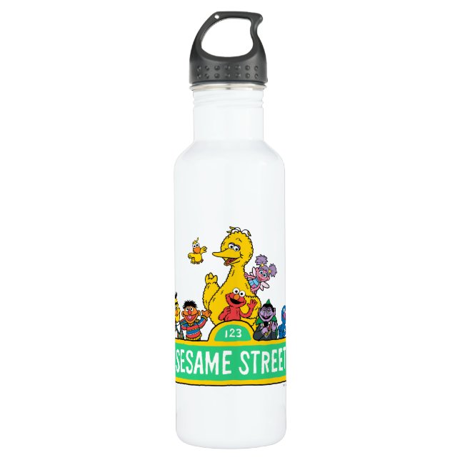 Bouteille D'eau Rue Sésame | Couleur complète avec Pals (Devant)