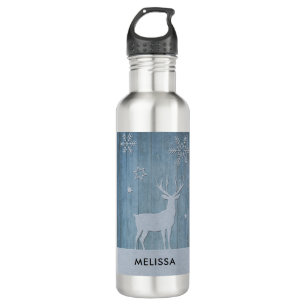Bouteille D'eau Russe Bleu Bois Reindeer Pays Noël