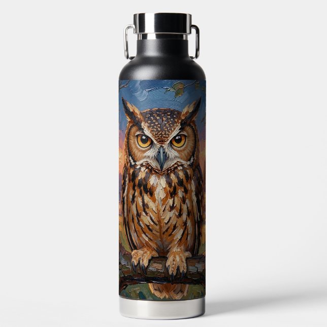 Bouteille D'eau Rustic Impasto Great Horned Owl  (Avant)