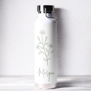 Bouteille D'eau Sage Nom vert Floral Bachelorette Bride
