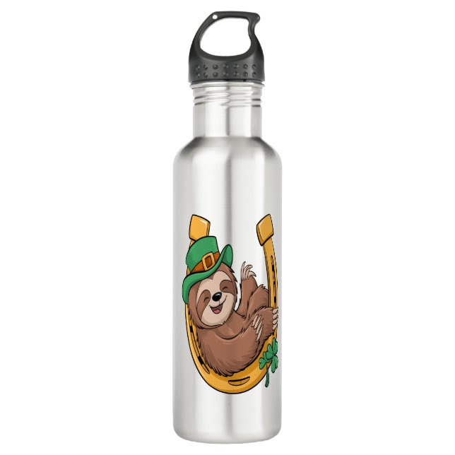 Bouteille D'eau Saint Patrick's Day Sloth Horseshoe Lucky (Devant)