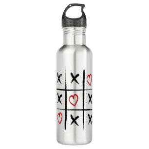 Bouteille D'eau Saint Valentin Tic Tac Toe Hearts Day