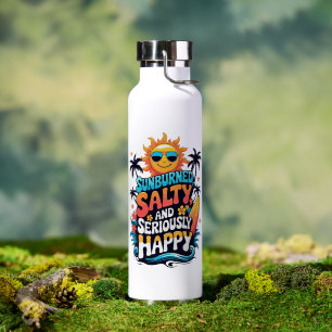 Bouteille D'eau Salé brûlé au soleil et heureux - Retro Beach Vibe