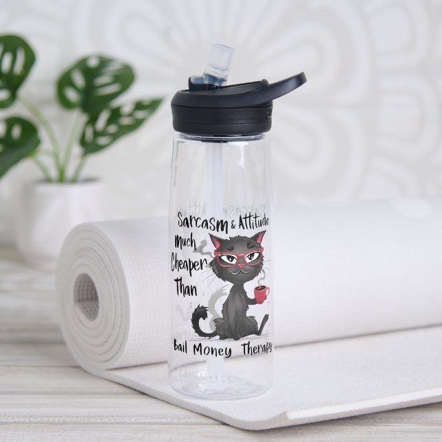 Bouteille D'eau Sarcasm & Attitude Funny Cat Lover Gift  (Yoga (pivotée))