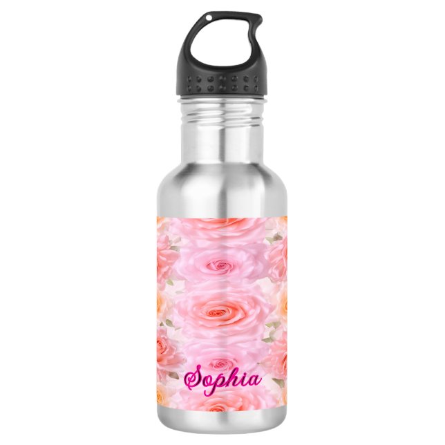 Bouteille D'eau Satin Roses Personalized Water Bottle (Devant)