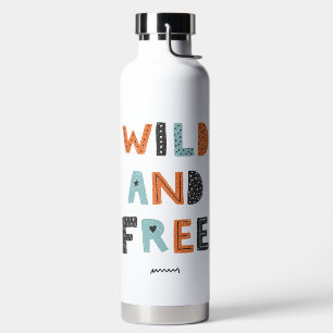 Bouteille D'eau Sauvage et libre   Lettres Doodle