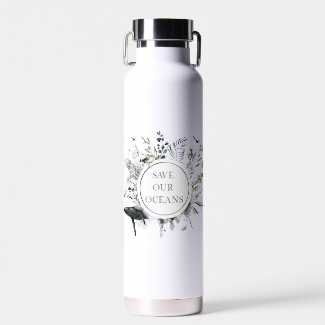 Bouteille D'eau Sauvez nos océans Pas de plastique (Avant)