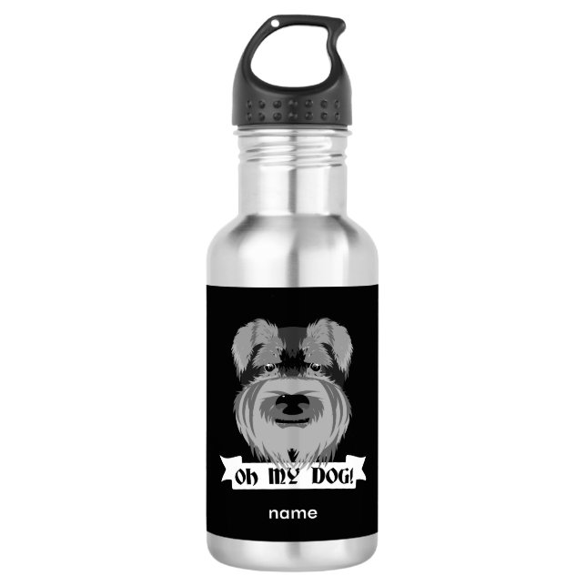 Bouteille D'eau Schnauzer noir et blanc Oh Mon chien (Devant)