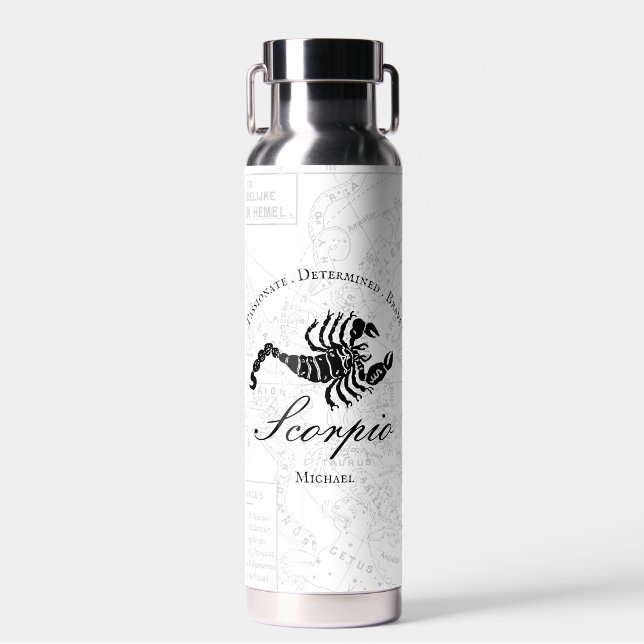 Bouteille D'eau Scorpio signe Zodiaque Astrologie Nom personnalisé (Avant)