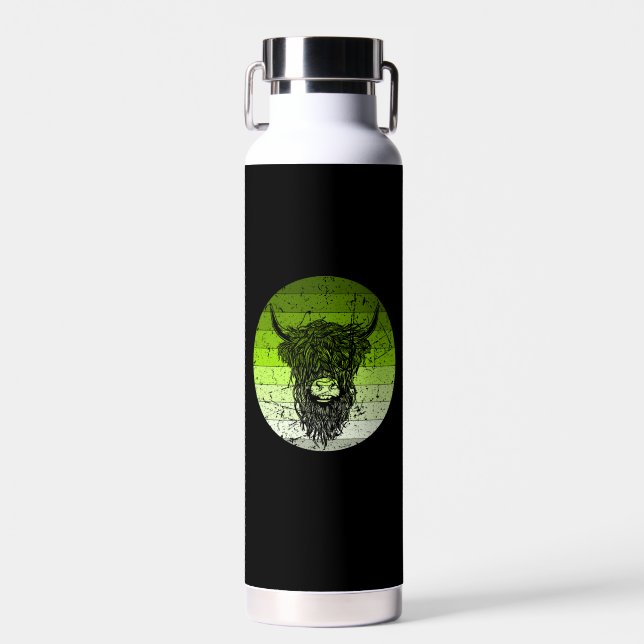 Bouteille D'eau Scottish Highland Cattle Retro (Avant)