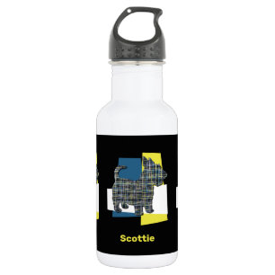 Bouteille D'eau Scottish Terrier Scottie Chien Silhouette Y&B Grid